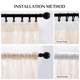 Softalker Beige Ruffle Tape Curtains, Short, Transparent Curtain, Scarf, 240 cm High for Living Room, Curtain 140 cm Wide, Voile Curtains & Drapes, Set of 2 Ready Made Curtains with Ruffle Tape