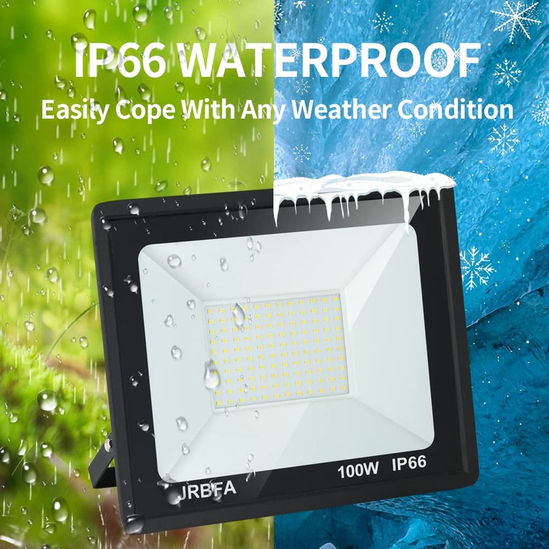JRBFA 2 Pack 100W LED Flood Lights Outdoor, 10000lm LED