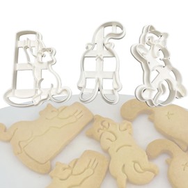 3Pcs Cat Butt Cookie Cutters, 3D Cat Cookie Cutters for Kids, Cat Body Cookie Cutters Molds for Cat Themed Party