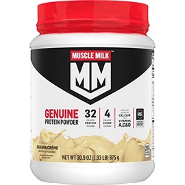 Muscle Milk Genuine Protein Powder, Banana Crème, 1.93 Pounds, 13 Servings, 32g Protein, 4g Sugar, Calcium, Vitamins A, C & D, NSF Certified for Sport