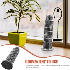 Baluue Leaning Tower of Pisa Ornament, 7.87 Inch Silver Zinc Alloy Model, Ideal for Home and Office Decor, Collectors' Item, Architectural Decoration