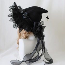 Huafan luxkazya Hat, Witch Hat, Hat, Lace, Decorative, Bowknot, Gothic, Women's, Multicolor, Wizard, Fortune Teller, Photography, Stage, Cosplay, Disguise, Christmas, Events, Parties, Cultural