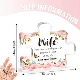 eBoutik - Wife Glass Like Engraved Acrylic Block Puzzle -Shaped Plaque Block Puzzle Ornament Gift for Valentines Day - Present for Birthday, Anniversary, Wedding Day, Etc (WIFE)