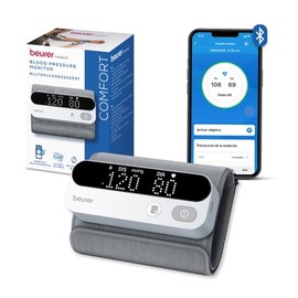 Beurer BM59 Baumanómetro de Brazo, Tensiometro Digital con Bluetooth, Indicador de Riesgos LED, Detección de Arritmias, Brazalete Ajustable 22-42 cm, Memoria 240 mediciones, Batería Recargable USB-C