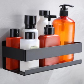 Cooeco Shower Shelf No Drilling Black Shower Shelf Bathroom Shelf No Drilling Shampoo Holder for Shower Bathroom Shelf No Drilling Stainless Steel
