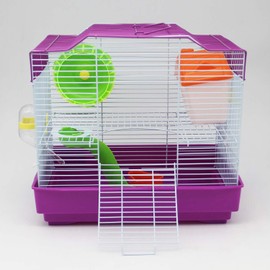BPS Hamster Cage Chalet House with Feeding Bowl, Drinker, Wheel, Special House, Random Colour, 33 x 23 x 30 cm, BPS-1175