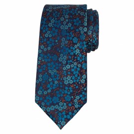JOSEPH ABBOUD Mens Silk Floral Tie Navy Teal Brown Flowers 3.0 Designer Necktie