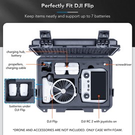 Lykus Titan FP110 Waterproof Hard Case for DJI Flip Drone and DJI RC 2/RC-N3, Support Up to 7 batteries [CASE ONLY]