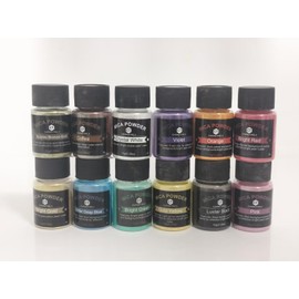 Mica Powder 12 Colors Pearlescent Pigment - for Resin Epoxy, Soap Making, Nail Polish, Lip Gloss, Eye Shadow, Bath Bomb, Slime & Candle - 10g Each Bottle(Original Hues)