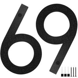 House Number Black, 20 cm House Numbers, Large, Floating House Number Sign, Street Number Door Number Made of ABS Plastic in 3D Effect for Office Doors, Letterboxes, Garages (Number 6/9)