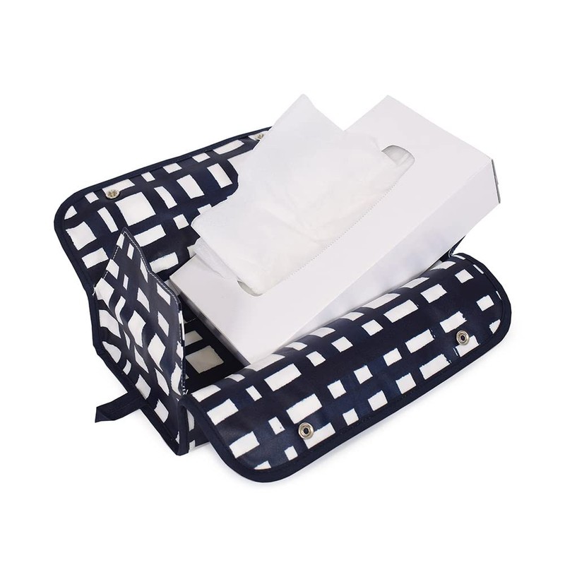 Style Decor W2502500 Tissue Case Cover Indigo Check