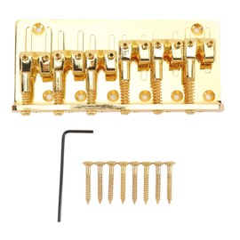 6 String Zinc Alloy Bass Bridge Adjustable Multifunctional Vintage Electric Bass Bridge Replacement Parts (Gold)