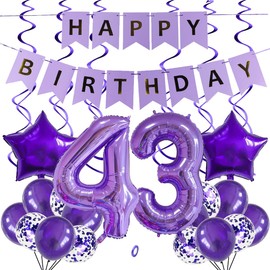 SNOWZAN Balloons 43rd Birthday Decoration Purple 32 Inch Giant Numbers Balloons, Latex Foil Balloons, Pack of 25