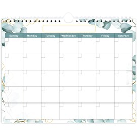 Undated Wall Calendar for 2024 2025 or Any Year - Calendar Planner for Home, Office, Classroom, School, 12 Months Calendar with Thick Paper, 8.5" x 12", Green Leaf