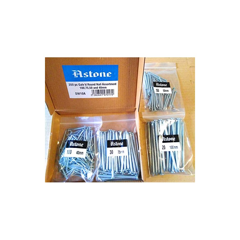 200pc galvanised Round Nails Assortment (100, 75, 50 and 40mm