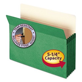 Smead 5 1/4 Inch Accordion Expansion Colored File Pocket, Straight Tab, Letter, Green