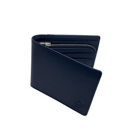 BullWallets Premium Handmade Leather Wallets for Men – Slim Bifold, RFID Blocking, YKK Excella Zipper (Full-Grain Nappa Leather, Blue Nappa Leather – Monotone Finish)