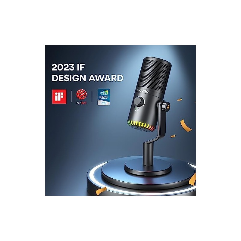 MAONO Micrófono USB para juegos para PC, micrófono condensador programable