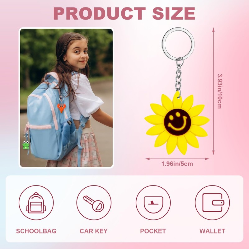 50pcs Cute Bulk Keychains for Kids,Non-Repeat Cartoon Key Chains Backpack