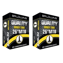 PAIR 26" Baldwins Cycle/Bike Inner Tubes 26" x 1.75 to 2.125 (Fits any 1.75, 1.85, 1.90, 1.95, 2.0, 2.10, 2.125) Schrader/Car Type Valve (Pack of 2)