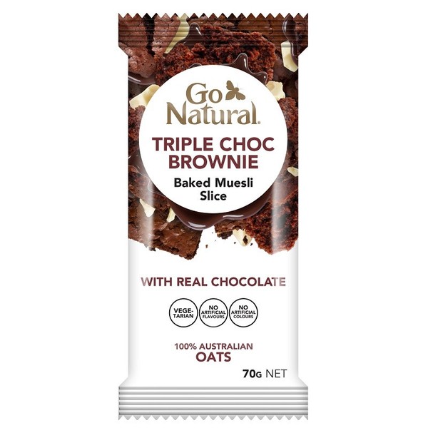 Go Natural Baked Muesli Slice Triple Choc Brownie 70g X