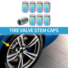 A ABSOPRO Tire Valve Stem Caps 9x16MM Car Wheel Valve Cap Aluminum Alloy Colorful for Car Bike Motorcycle Truck Anti Crash Tyre Valve Stem Cover Valve Dust Cap Tire Valve Cap 8 Pcs