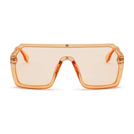 N/N Unisex Oversized One Piece Square Sunglasses Siamese Lens Vintage Flat Top Shades Glasses For Women Men (browm/brown)