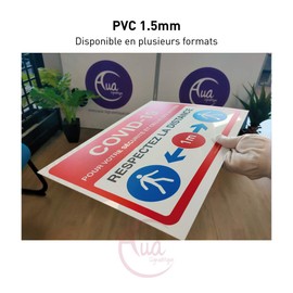 AUA SIGNALETIQUE - Panneau Signalisation : Gestes Barrières et Consignes à Respecter pour l'Accès à l'Etablissement -Bleu - 210x150 mm, PVC 1.5mm