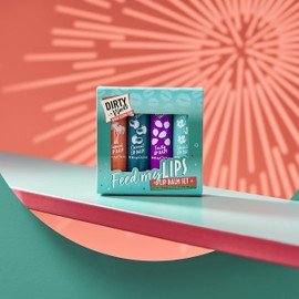 Dirty Works Feed My Lips, Lip Balm Set, 4 x 4g Lip Salve Tubes Gift Set, Various Flavours, 4 g (Pack of 4)
