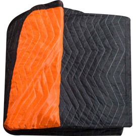 Forearm Forklift FFBMB Full Size Heavy Weight Quilted Moving Blanket (84 lb/dz), 72" x 80", Blaze Orange/Black