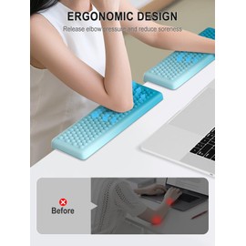 Hsurbtra L-Shaped Desk Elbow Pad, 2-Piece Soft Memory Foam Elbow Support Padding with Non-Slip Rubber Base, Ergonomic Desk Edge Cushion Wrist Rest for Office, Home, Work, Gaming, Mint Green