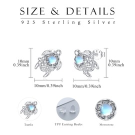 Sea Turtle Earrings Sterling Silver Moonstone Turtle Stud Earrings Ocean Turtle Earrings Hawaiian Jewelry Gifts for Women