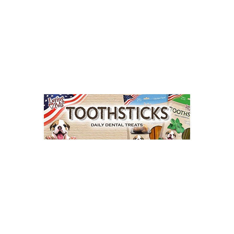 Loving Pets Toothsticks - Chicken Dental Sticks for Dogs (for