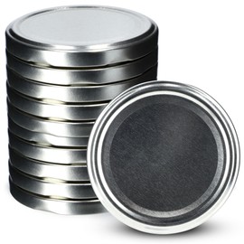 KADAX fi82 mm Screw Lid, Twist-Off Lid Set Made of Metal, Replacement Lids for Mason Jars, Lids with 6 Locking Teeth for Jars and Preserving Jars (Pack of 10, Silver)