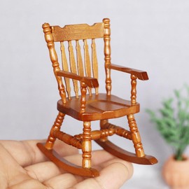 perfeclan 1/12 Patio Rocking Chair Miniature Furniture Room, High Back Chair for DIY Scenery, Railway Station Accessories