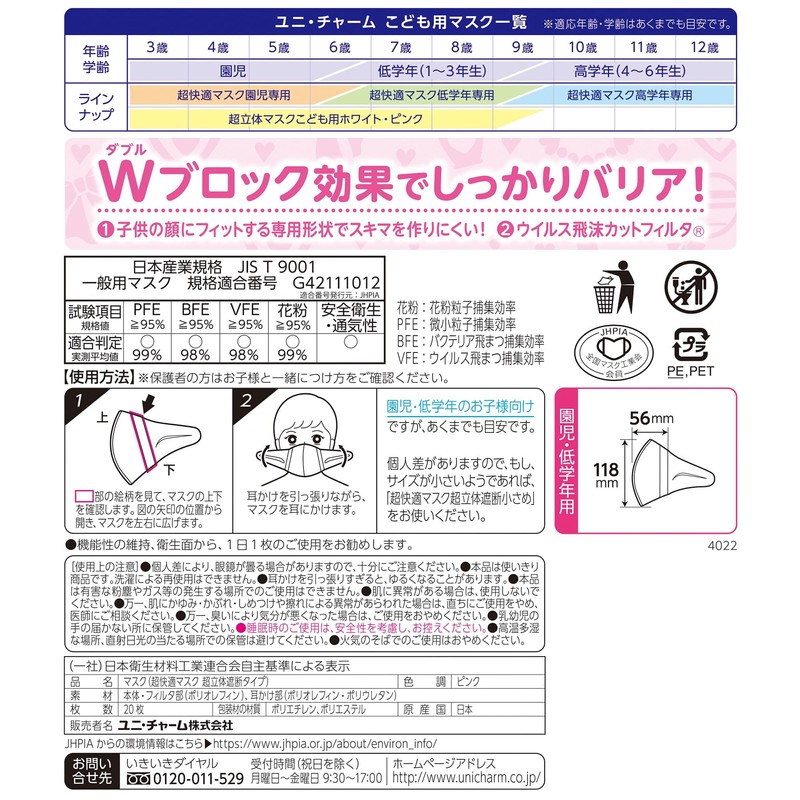 Super 3D Mask for Children, Pink, For Children Lower Grades,