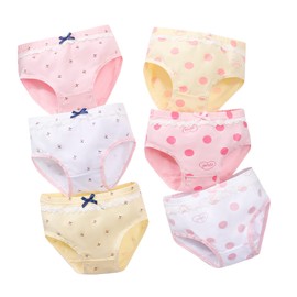 Orinery Baby Kids Underwear Breathable Cotton Panties Toddler Girls Undies Soft Assorted Briefs 6-Pack(Color A, 3-4T)