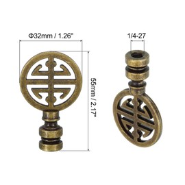 PATIKIL 1/4-27 Lamp Cap for Lamp Harp Lampshade Top 2 Pack Head Nut Solid Metal Screw Cap Button Lampshade Decoration for Table or Floor Lamps Bronze