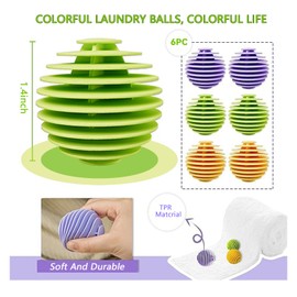Reusable Dryer Balls Anti Static, 6 PCS Laundry Agitator Balls for Laundry, Non-Toxic Washing Balls Tangle Free for Washer, Softens Fabrics, Prevents Tangles, Enhances Cleaning (Small)