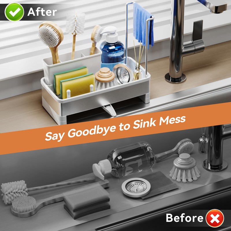 Laveshop Sponge Holder for Kitchen Sink, Rustproof Stainless Steel Sink