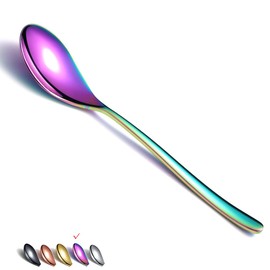 Rainbow Dinner Spoons 6 Piece, 8.1'' Stainless Steel Tablespoons, Soup Spoons, Dessert Spoons, Spoons Silverware for Home, Kitchen or Restauran,Dishwasher Safe