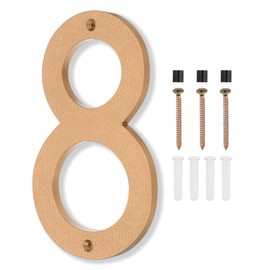 PATIKIL 8 Inch House Numbers, House Address Numbers Sign Large Floating Modern Home Number with Screws for Outside Door Wall Street, Gold, 8