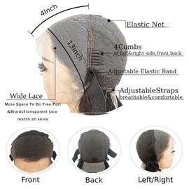 Straight Lace Front Wigs Human Hair 180% Density 13x4 HD Transparent Glueless Lace Frontal Human Hair Wigs for Women Pre Plucked Perruque Femme Humain Naturel (24in, Natural Black)