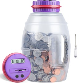 X-Large Piggy Bank for Adults Kids, Vcertcpl Digital Coin Counter Jar Money Counting Bank with LCD Counter, 2.8L Capacity Totals up Your Savings, Change Counter Coin Bank Designed for All US Coins