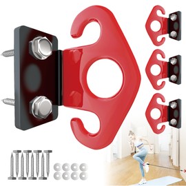 Wuno Shop 4 PCS Resistance Band Wall Anchor, Band Wall Mounts Gym Anchor, Exercise Wall Anchors Hooks for Resistance Bands, Workout Wall Mount Anchor for Physical Therapy and Small Space Home - Red