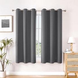 ChrisDowa - Cortinas pequeñas para ventana de 40 pulgadas de largo para recámara, con ojales cortos con aislamiento térmico para oscurecer la habitación para cocina (2 paneles, gris, 29 x 40 pulgadas)
