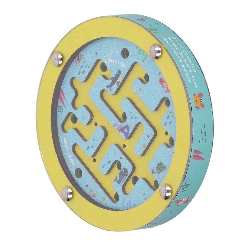 Balance Maze Game Double Sided Educational Round Portable Wooden Ball