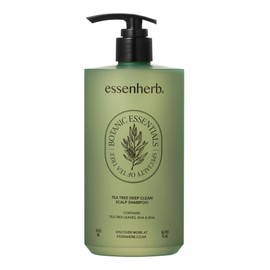 ESSENHERB Tea Tree Deep Clean Scalp Shampoo For Oily Hair | AHA & BHA Vegan Shampoo | mildly acidic pH 5-6, Made in Korea (16.90 fl oz, 500ml)