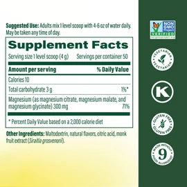 Megafood Relax + Calm Magnesium Powder - Highly Absorbable Magnesium Glycinate, Magnesium Citrate & Magnesium Malate - Without 9 Food Allergens - Raspberry Lemonade Flavor - 7.05 Oz (50 Servings)