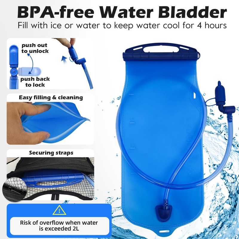 2 Pack Hydration Backpack Pack with 2L Hydration Bladder, TNYSPORT